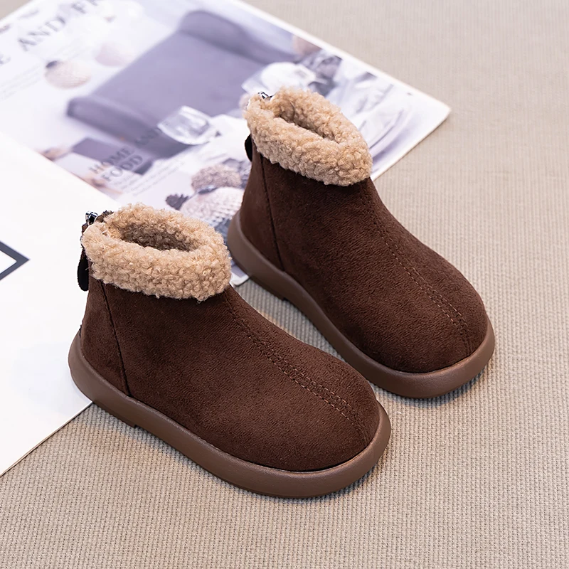 أحذية أطفال، أحذية ثلج مع صوف، أحذية شتوية جديدة، أحذية أطفال قصيرة، أحذية قطنية سميكة للأطفال، أحذية قطنية