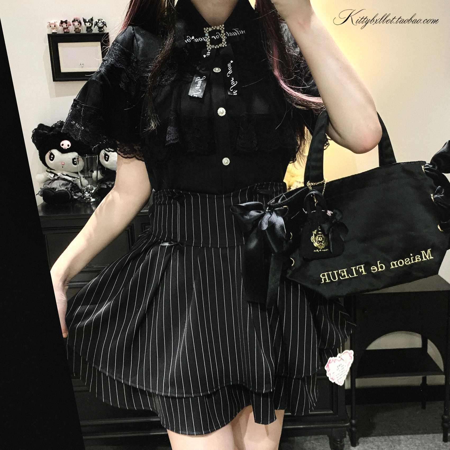 Japanese Mines Style Sweet Cute Double-layer Mini Skirt Bow High Waist A-line Striped Versatile Lolita Short Skirt Women Summer