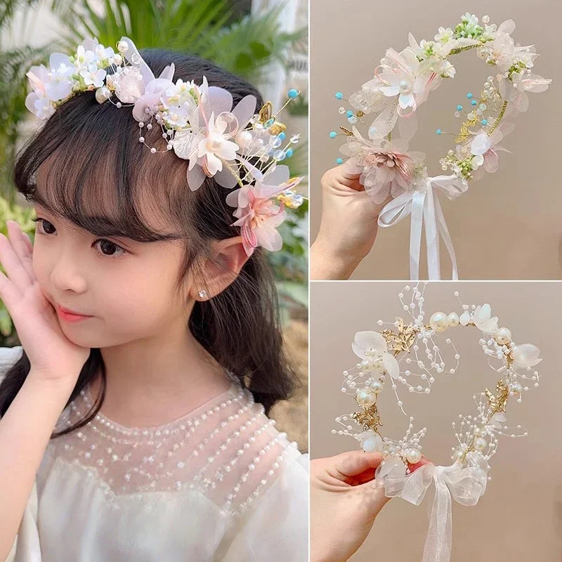 

Girls Headdress Sweet Crowns Headband for Kid Forest Style Hairbands Girl Head Hoop Butterfly Flower Hair Band Flower Hair Hoop