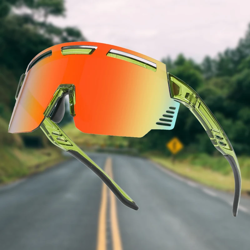 New Colorful Cycling Glasses for Men and Women Uv Sunglasses Conjoined Large Frame Outdoor Sports Sunglasses Tide