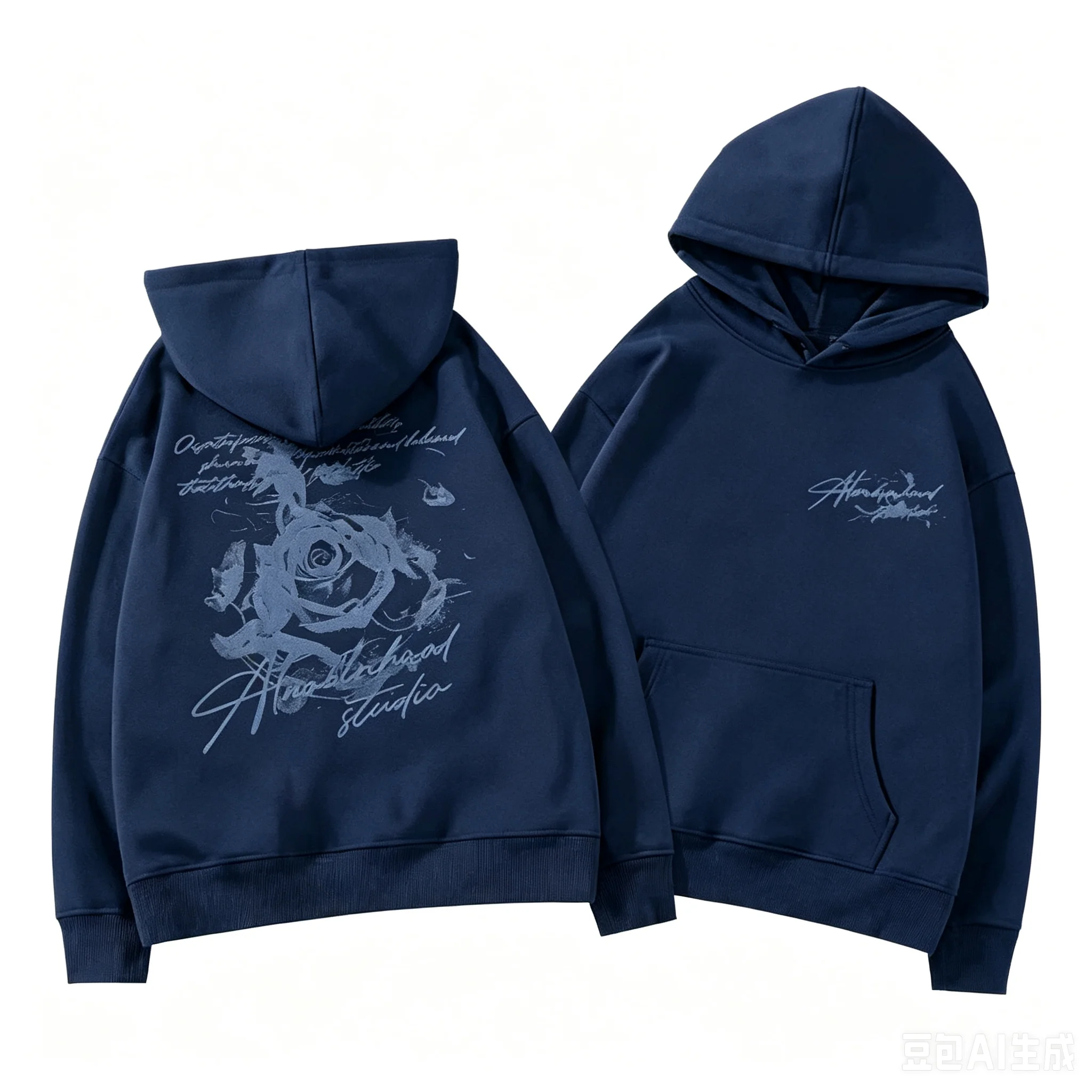 Letter Rose Print Hoodie Men Women Outdoor Street Sports Casual Fashion Trend Long-sleeve Sweatshirt Autumn Winter Top Clothes