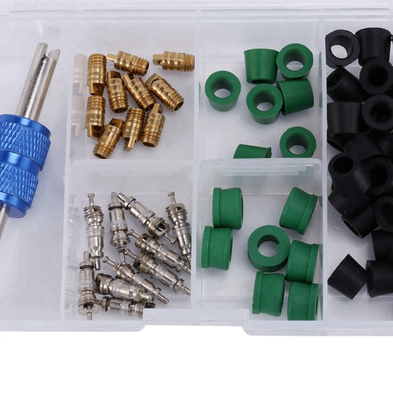 284Pcs A/C Air Conditioning Valve Core R12 R134A Refrigeration Valve Core R12 / R134A AC Master Valve Core Repair Kit