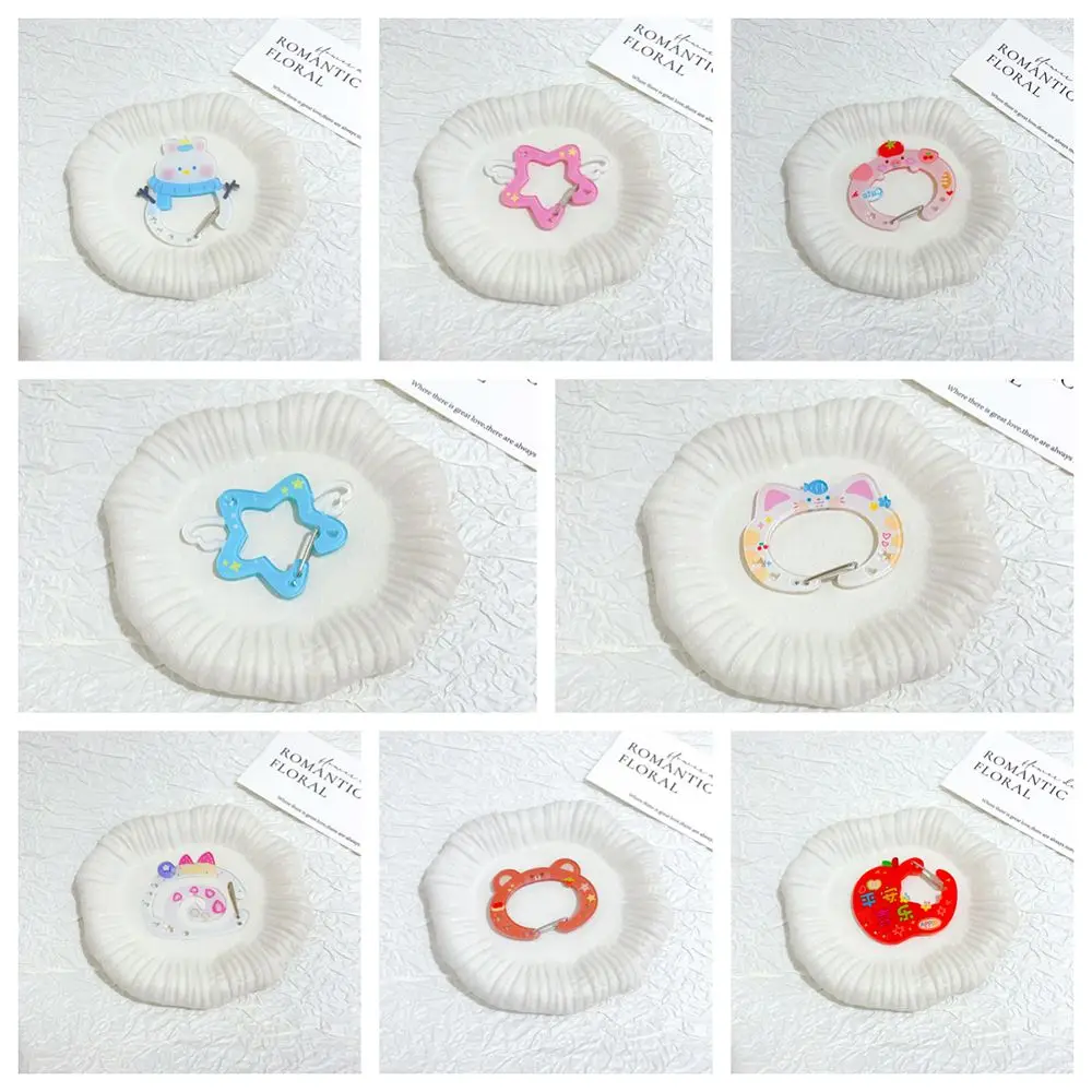Climbing Hook Acrylic Cartoon Carabiner Star with Wing Piggy Blueberry Cake Keychain Snowman Cat Kitty Keyring Bag Hanging