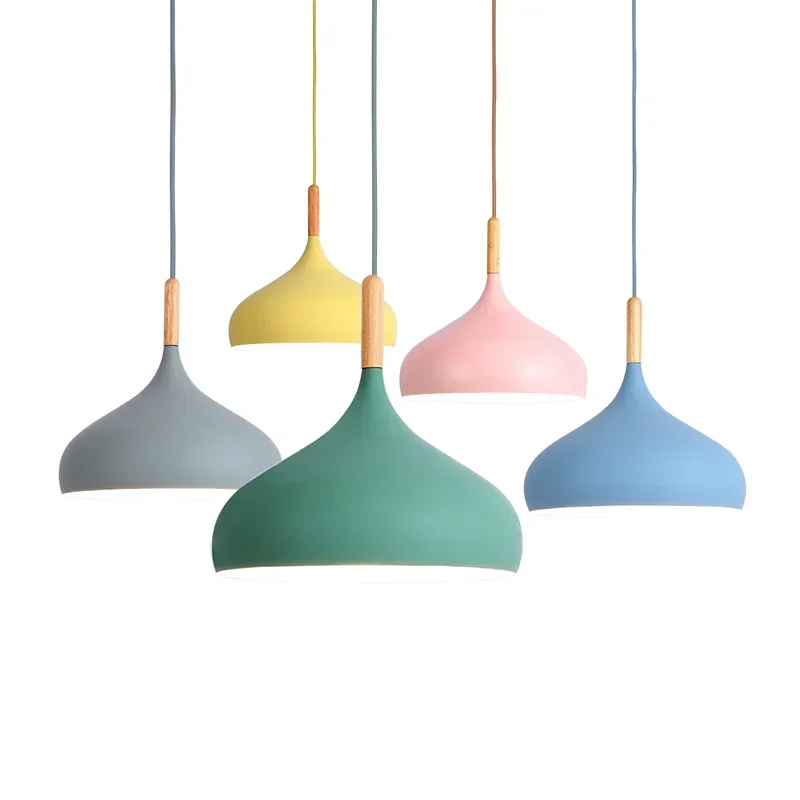 

Light lamp Pendant Creative Restaurant lampshade Living Dinning Room Bar Coffee Shop Modern Hanging Lighting Colorful Macaron
