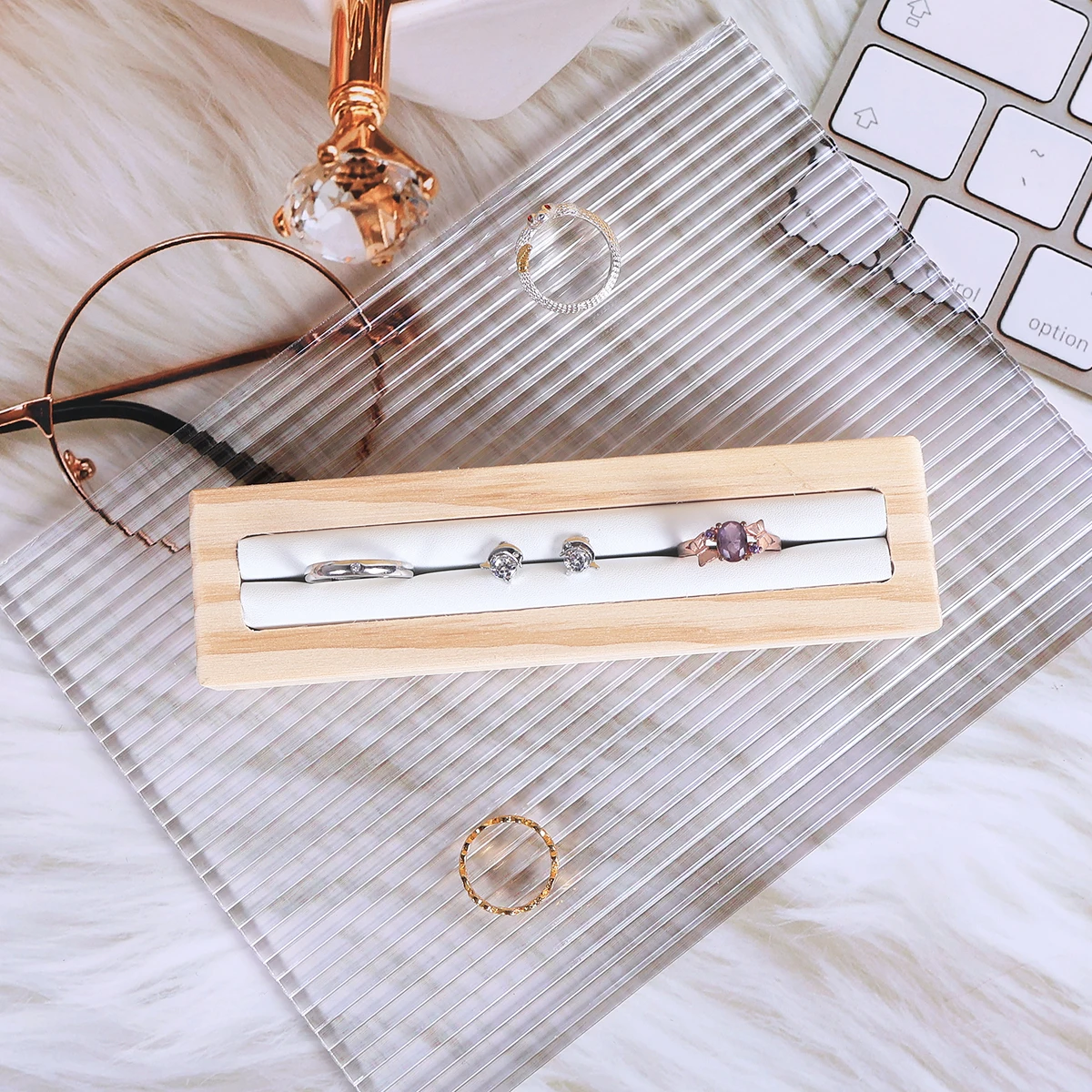 Solid Wood Ring Earrings Display Rack Wooden Tray Jewelry Display Plate Jewelry Storage Counter Jewelry Decoration Display Props