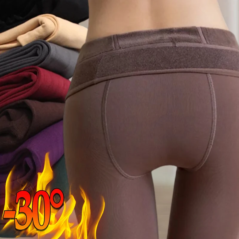 Women Winter Leggings Warm Leggins High Waist Solid Color Velvet Women Thickened Velvet Leggings Stretchy Black Stockings Tights image 3
