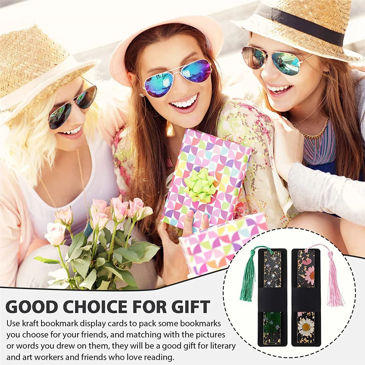 Resina Bookmark Holder Sleeves, DIY Display Cards para Bookmark Embrulho, 5,9x1,8 polegadas, 50 pcs