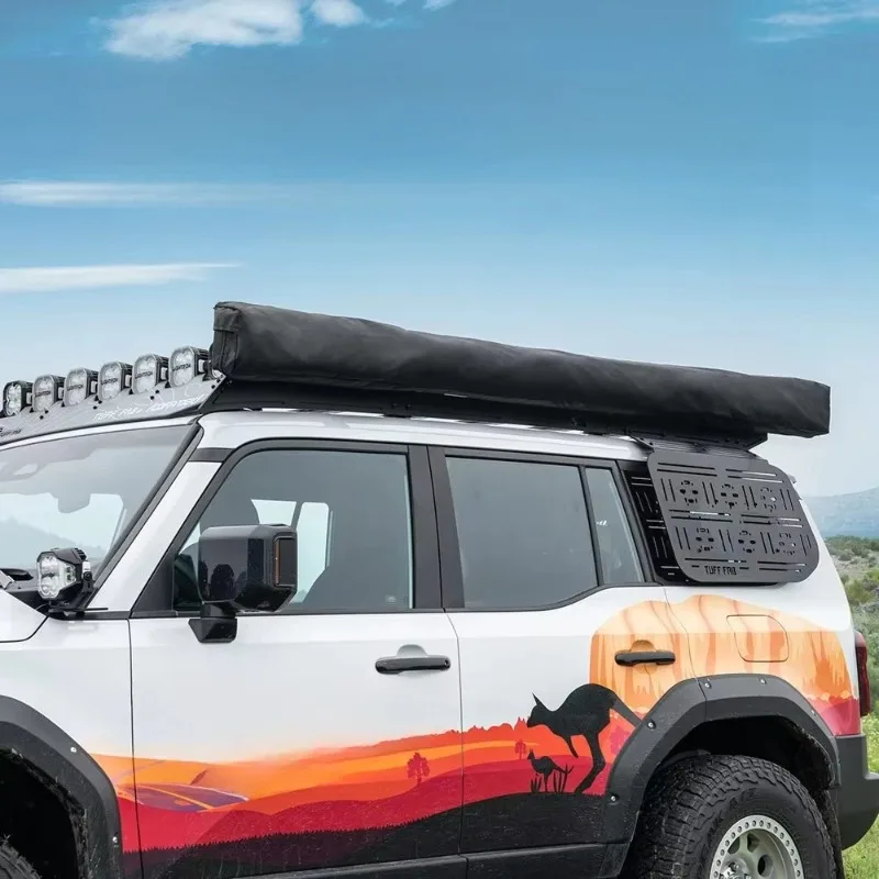 셩마 아웃도어 캠핑 방수 180도 자립형 어닝 자동차 측면 어닝 LED 라이트 바 포함