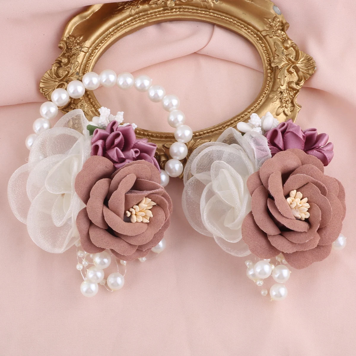 Artificial Bridesmaid Groom Pearl corsage Wrist Flower Sister Hand flower dance Wedding Accessories Gift Accessories XH820C