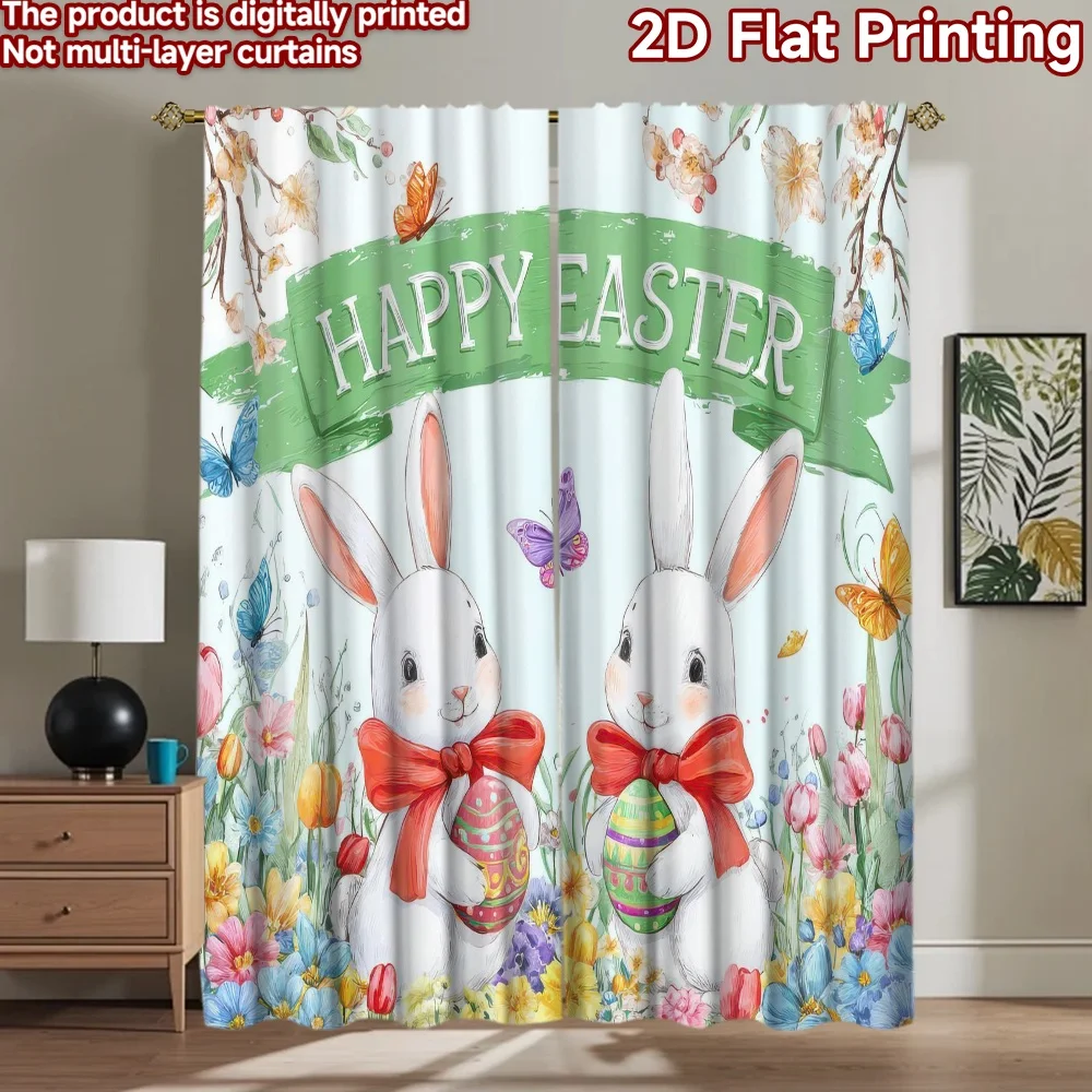 

1pc 2D flat Photography Backdrop Photography Backdrop Easter Bunnies with Eggs 100% Polyester Party & Holiday Decor for Home and