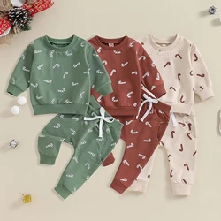 2023-11-01 Lioraitiin 0-3Y Baby Girl Christmas Outfits Long Sleeve Cartoon Santa Print Sweatshirt and Pants Toddler Clothes Set