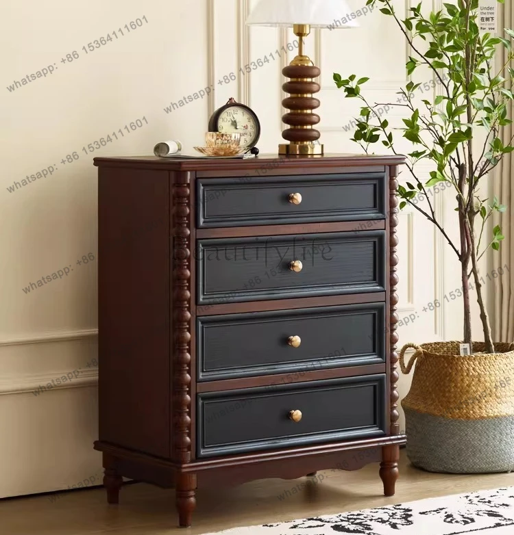 American solid wood four, five, or six chest of drawers and bedside cabinets have many drawers for storage