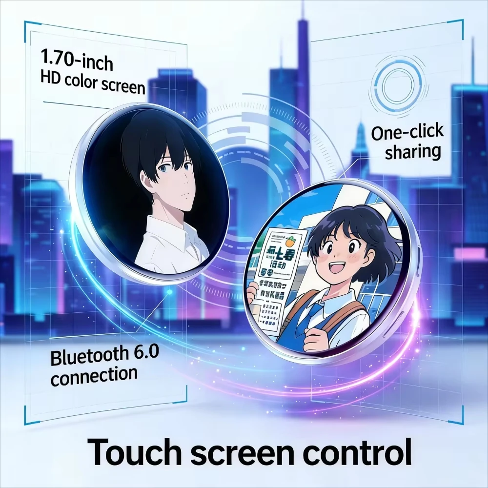 GIF Dynamic Digital Display Badge DIY Photo Video MP3 Player Anime Trendy E-Badge for Game Cycling Kids Boy Gift