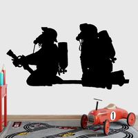 Fireman Wall Decals Kids Room Home Decoration Firefighter Hosepipe Fire Vinyl Wall Stickers Study Room School Art Decor Z049