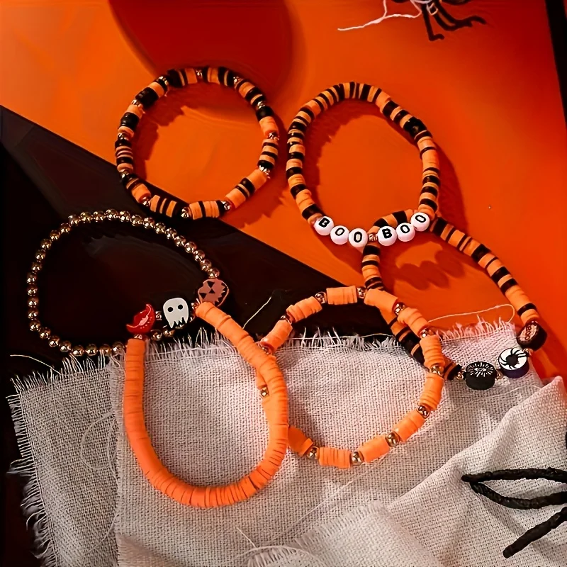 2700pcs， Halloween colored round bead soft pottery skull letter bead set box, used for DIY production supplies view 5