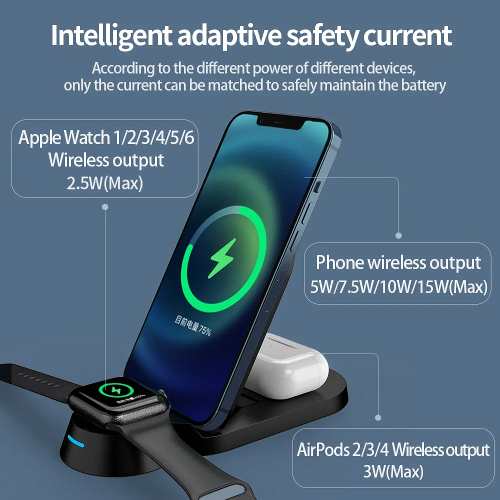 Mobile phone wireless charger 3-in-1 multi-functional desktop stand 3-in-1 wireless charging