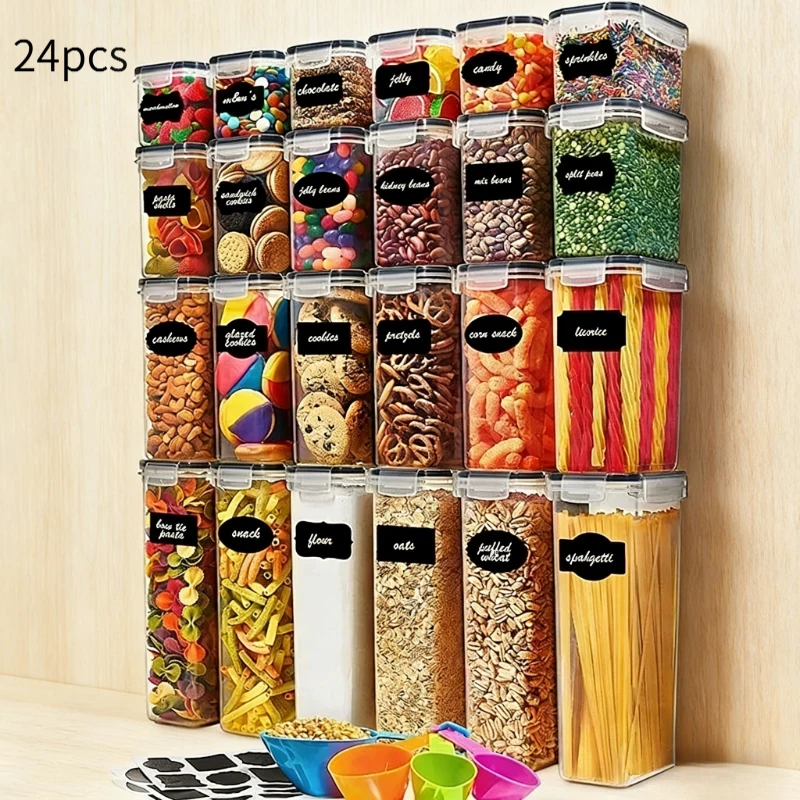 

Набор из 24 герметичных контейнеров для хранения продуктов с крышками, органайзер для кухни, для холодильника и хранения лапши