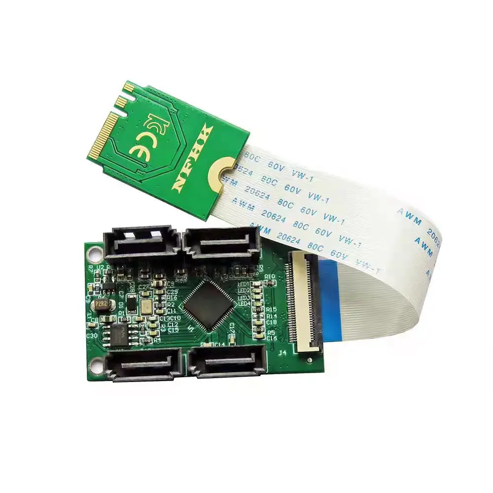 

Mini PCI-E PCI Express & NGFF A+E Key to SATA 3.0 Four Ports Adapter Cable 6Gbps Hard Drive Extension Card for SSD