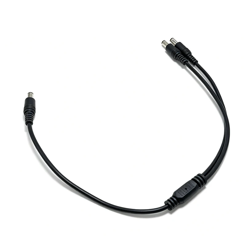 5.5x2.1mm DC Power Y‑Splitter Cable 1 Male to 2 Male DC Plug Cord for CCTV Camera LED Strip Light Power Supply