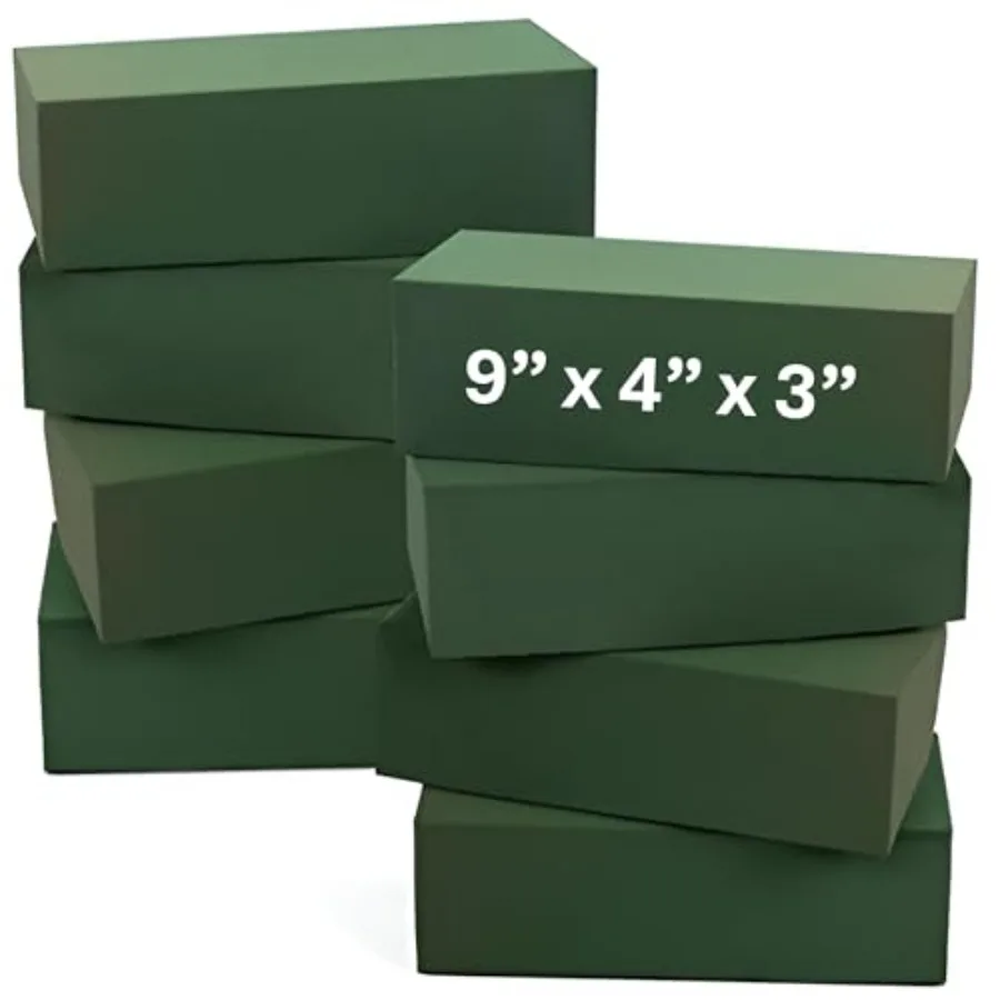 

Floral Foam Blocks 8 Pack Large Green Flower Foam Bricks 9" x 4" x 3" for Fresh and Artificial Flowers Wet or Dry Floral Arrang