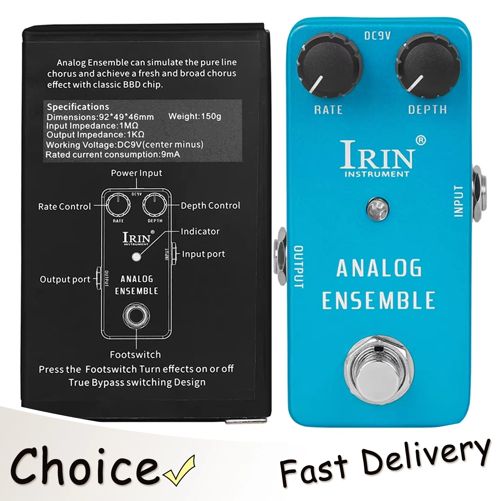 

Электрогитарная педаль эффектов IRIN Analog Ensemble, имитирующая чистый линейный хорус, с функцией True Bypass, модель RS-07, аксессуары для гитары