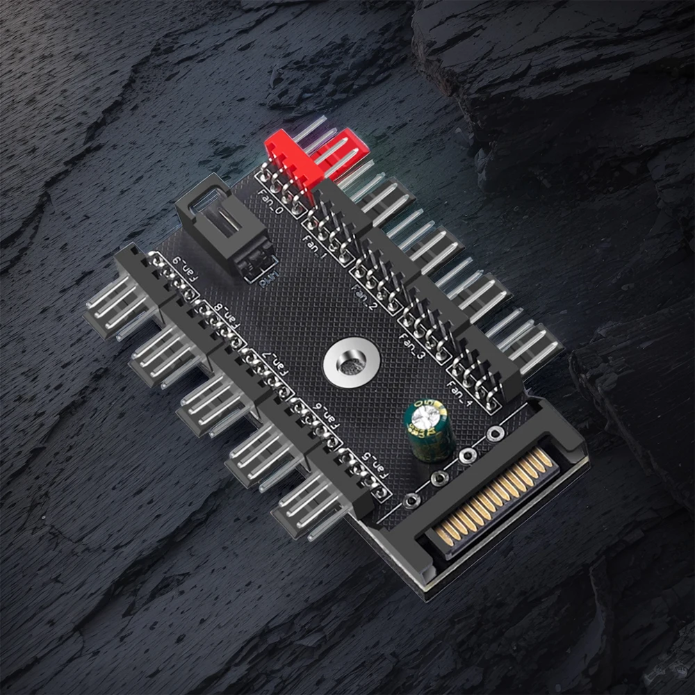 สายไฟพัดลม PWM 4 พิน ตัวแยกสายไฟ 1 ต่อ 10 ทาง ฮับจ่ายไฟ SATA สำหรับระบายความร้อน CPU ฮับระบายความร้อน อะแดปเตอร์ระบายความร้อนสำหรับคอมพิวเตอร์พีซี