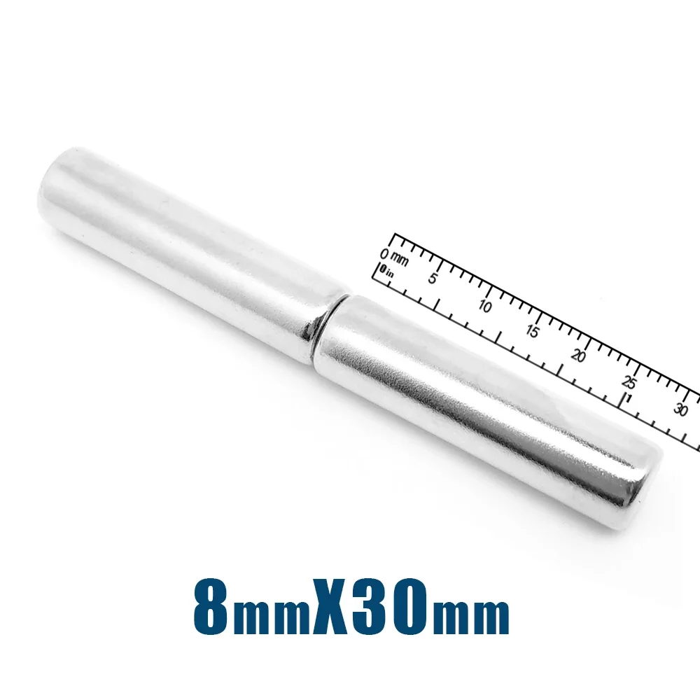 Dia.=8mm Round 8x30mm Neodymium Magnet Neodymium N35 Super Strong Custom Refrigerator Magnet Design Fishing Magnet