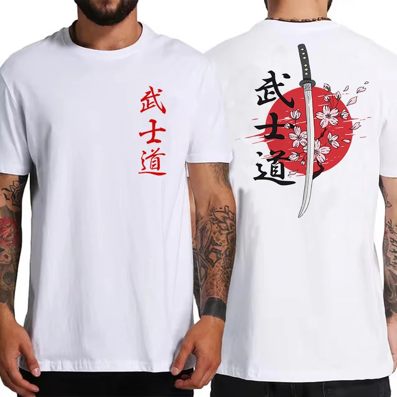 Soft Japan Samurai Spirit T Shirts for Men Japanese Style Back Print Loose Oversized Tops T-shirt Male Gifts Tee Unisex