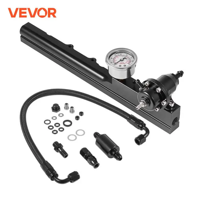 VEVOR Fuel Pressure Regulator Gauge Fuel Rail Kit For Acura Integra / Honda Civic High Quality T6061 Aluminum 1/2 Inch Fuel Bore