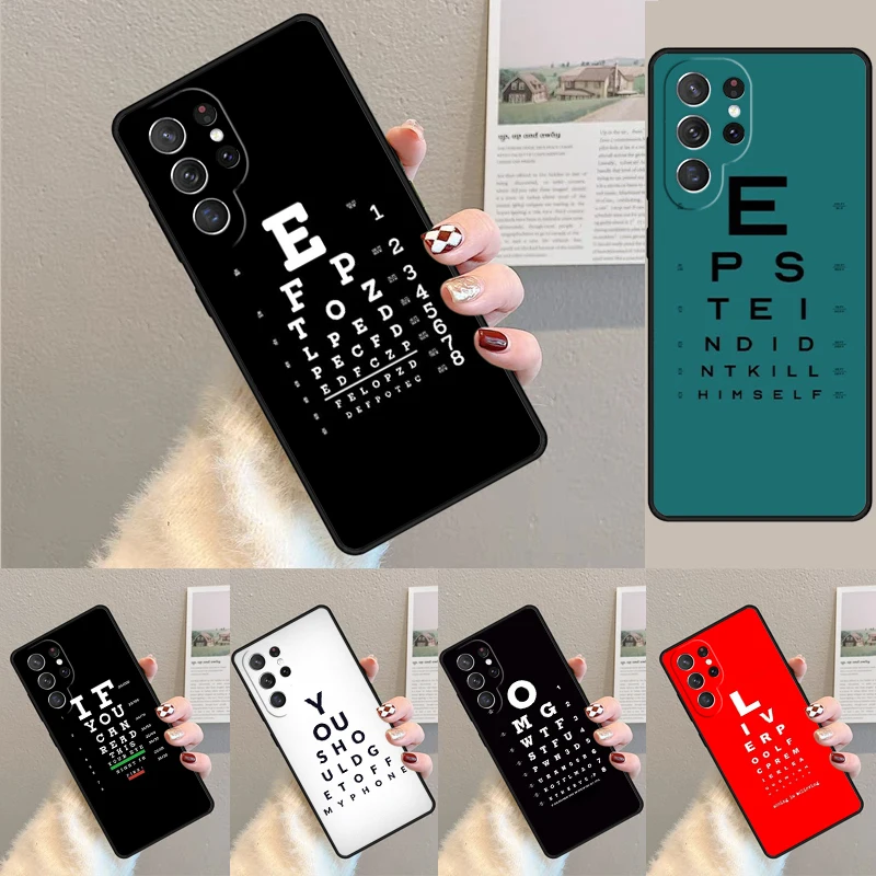 Vision Test Chart TPU Phone Case For Samsung Galaxy note 10 pro S26 S25 S24 S23 S22 Ultra Plus S21 FE S20 Shockproof Cover