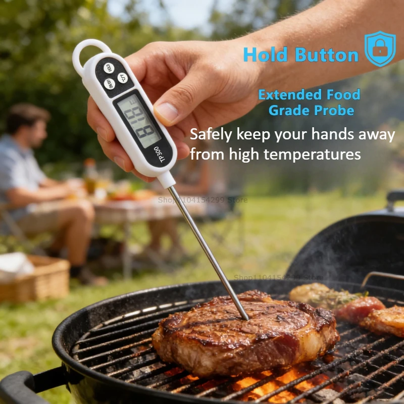 Silver Kitchen Digital Food Thermometer Meat Cake Milk BBQ Cooking Household Thermometer Probe Gauge Electronic Tool Kitchen