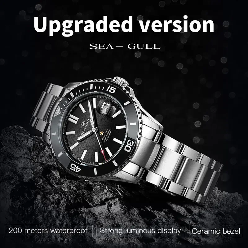 2024 Seagull Ceramic Bezel 44mm Luxury Sport Watch 20ATM Water Resistant ST2130 Automatic Mens Dive Watch Reloj Hombre 1201