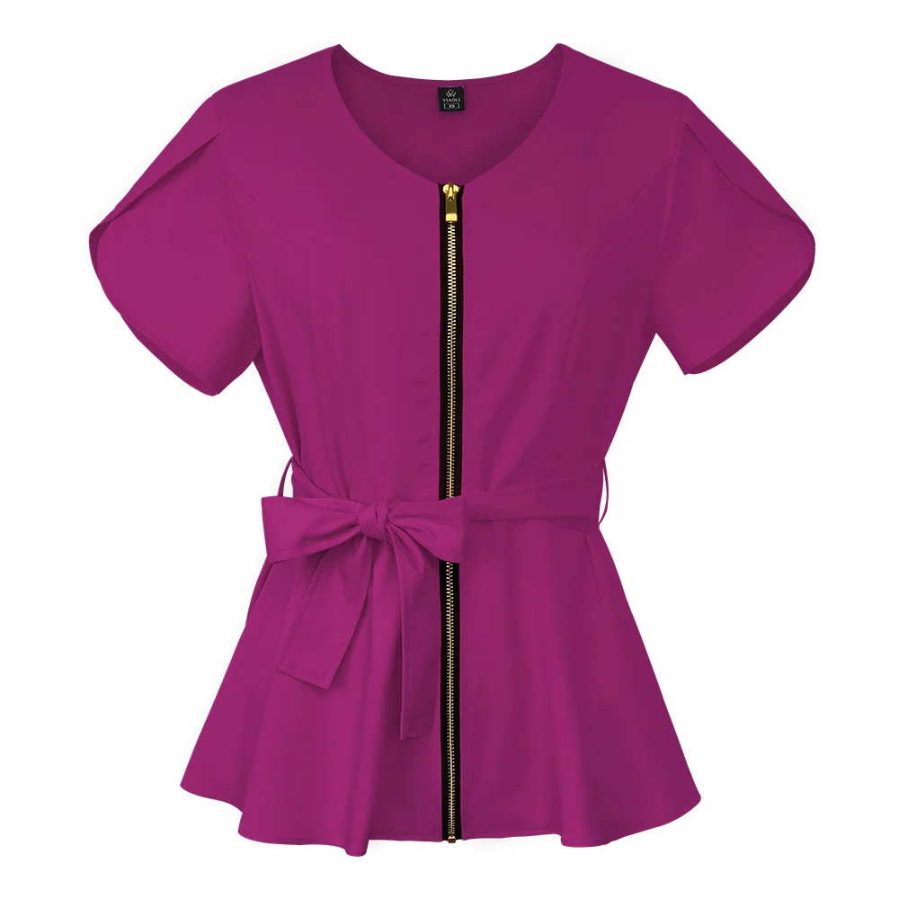 Blouses de gommage clinique pour femmes, chemise de salle d'opération de Style coréen, uniforme médical, accessoires de soins infirmiers à manches courtes, haut d'infirmière