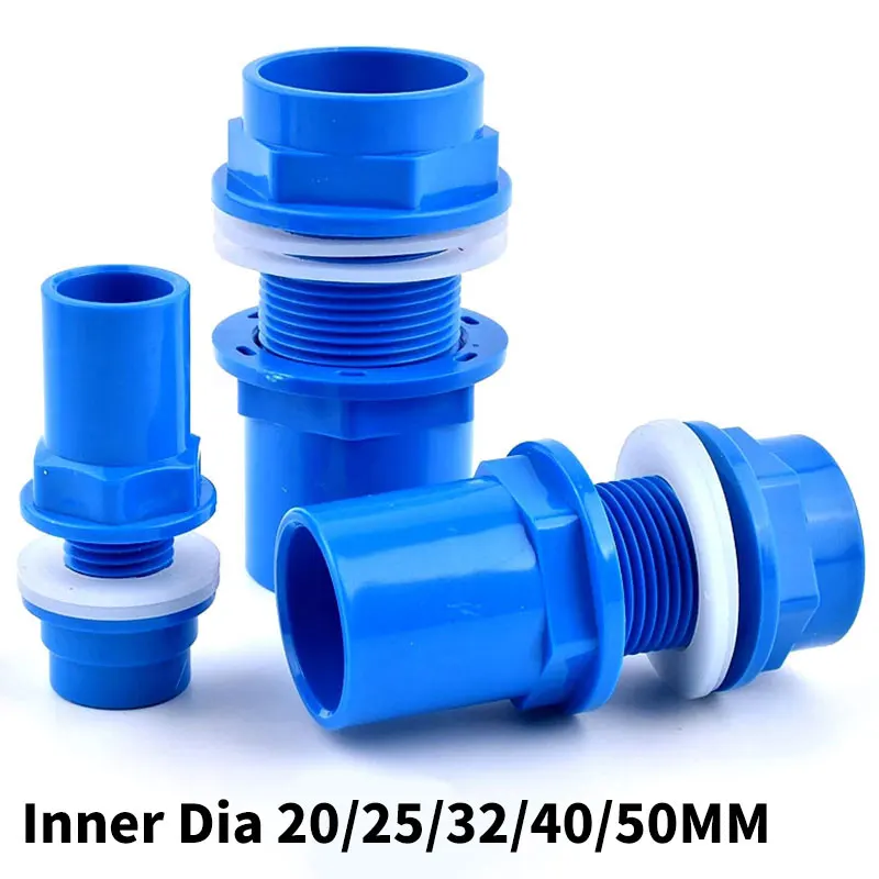 20~50mm Blue PVC Pipe Connector Garden Irrigation Water Supply Tube Joint Aquarium Fish Tank Drain Inlet Outlet Joint Fittings