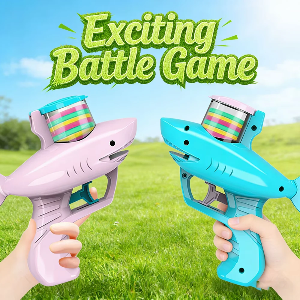 Shark Flying Disc Gun EVA Soft Foam Bullets Safe One-Button Launch Stress Relief Toy for Kids Boys Girls Indoor Outdoor Gift