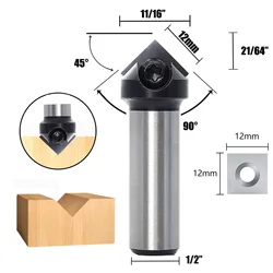 1 adet 6mm Shank ekle stil karbür Spoilboard V oluk 90 ° tek flüt Ruter Bit frezeler ağaç İşleme freze Cuttters