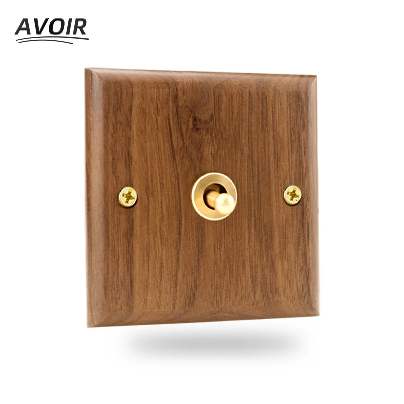 Avoir Black Walnut Solid Wood Toggle Switch Home Wall Light Switch Electrical Outlets Sockets and Switches EU French RJ45 USB