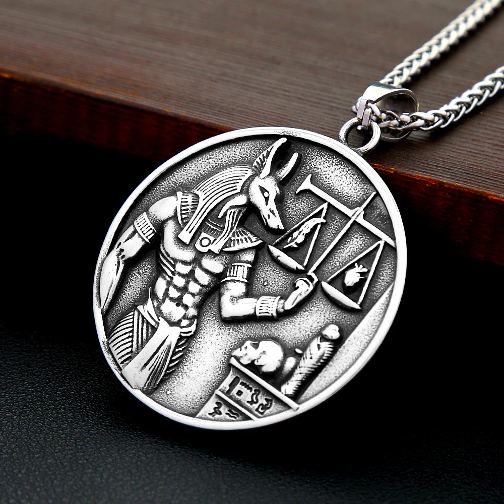 Vintage Punk Egyptian Anubis Necklace Stainless Steel Mythology Pendent For Men Fashion Amulet Jewelry Gifts Dropshipping