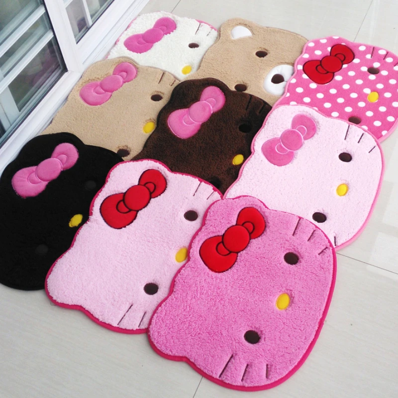 

Kawaii Sanrio Hello Kitty Carpet Cartoon Anime Plush Floor Water-absorbent Non-slip Bathroom Floor Mat Children's Cushions Gift