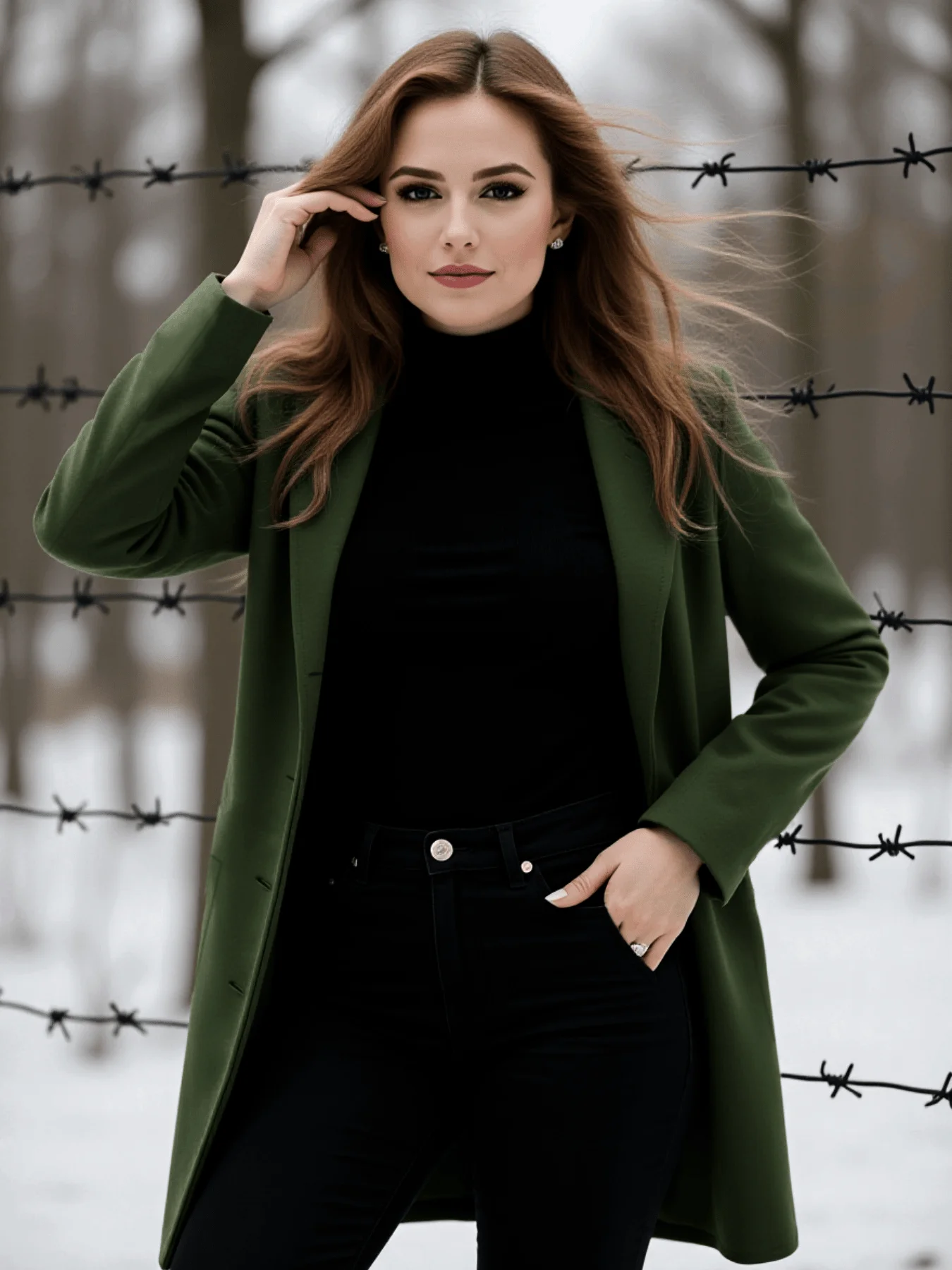 Women's Warm Lined Single-Breasted Woolen Coat Thickened Trench Inspired Overcoat for Autumn Winter Commute