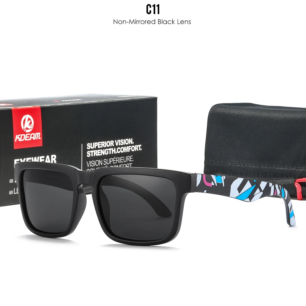 KDEAM Polarisierte Quadratische Sonnenbrille für Herren, Anglerbrille mit 5-Tank-Metallscharnieren – Detail 16