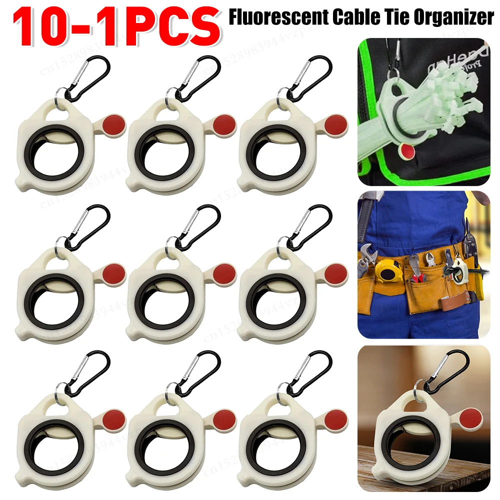 30-1Pcs Fluorescent Cable Tie Organizer Durable Plastic Storage Tools Portable Tie Holder Practical Wiring Cable Strap Organizer
