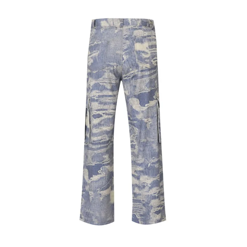 Pantalones vaqueros con múltiples bolsillos para hombre, ropa de calle holgada, informal, Vintage, Y2K