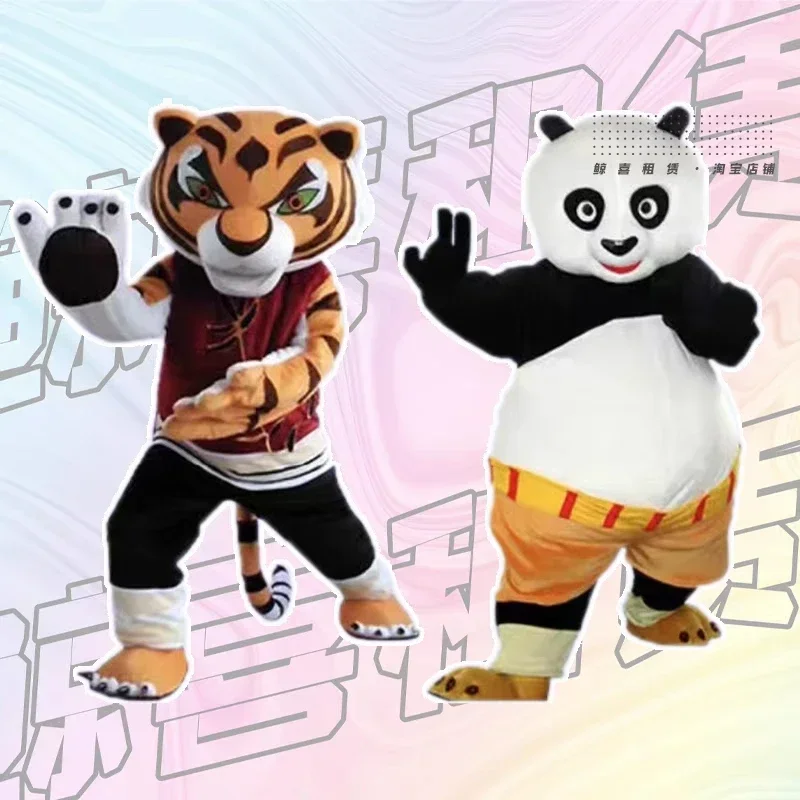 Kungfu panda e tigre personagem dos desenhos animados cosplay traje mascote publicidade fantasia vestido festa animal carnaval mn11