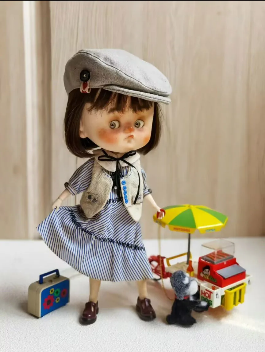 Four piece Blythe clothes suit peaked cap Dress vest collar Hat, vest 1/6 30cm BJD anime girl (Fit for Pullip,Ob24, Licca)