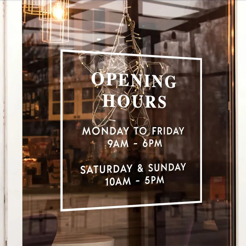 Custom Arched Opening Times Decal Personalised Vinyl Stickers for Shop Windows Business Hours Decor Decals Removable Murals Z599