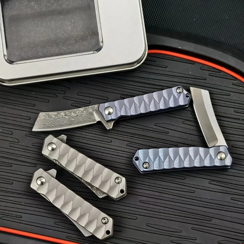 Damascus/D2 Blade Folding Pocket Outdoor Camping Hiking Fishing Survival Knife Hunting Portable Utility Fruit Knives EDC Tools view 3