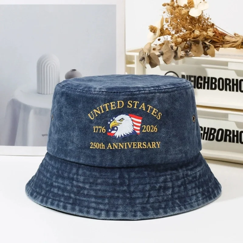 Unisex Bucket Hat United States 250th Anniversary Hats Independence Day Printed Fishermen Caps Outdoor Casual Sunscreen Hat