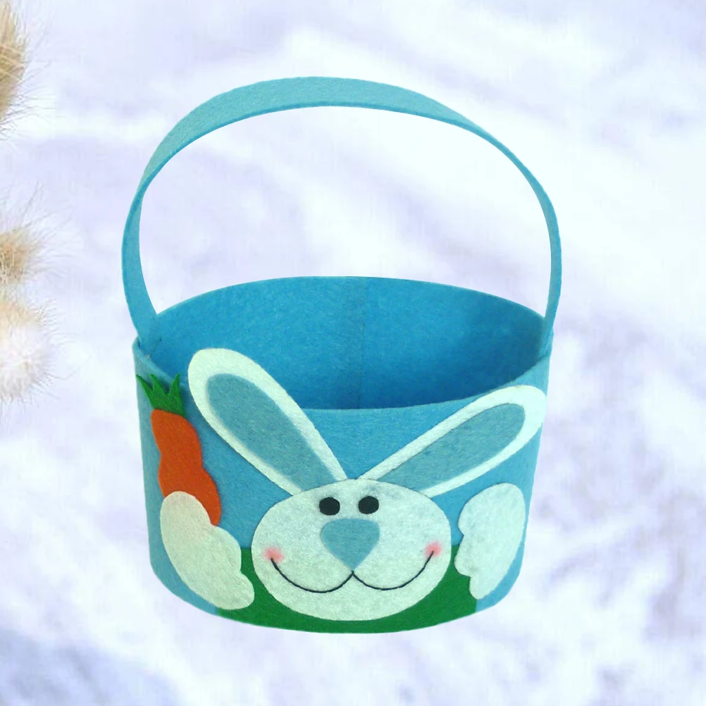 

Easter Bunny Rabbit Pattern Candy Bag Cookie Bags Round Bucket Dessert Treat Bags Party Favors Creative Present Home Accessory (