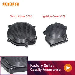 OTOM Motocross Clutch Protector Ignition Guard Carbon Fiber Engine Cover For YAMAHA YZ250 YZ250X Motorcycle Accessories